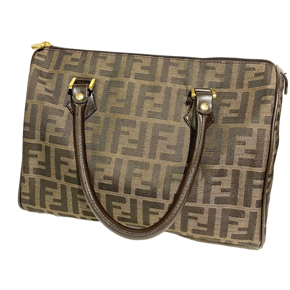 Fendi Brown All‎ Over F Print Satchel Handbag Designer Authentic Leather